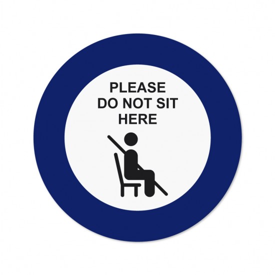 Covid-19 Chair Sticker Please do not sit here with Dark Blue border 26cm 3pcs